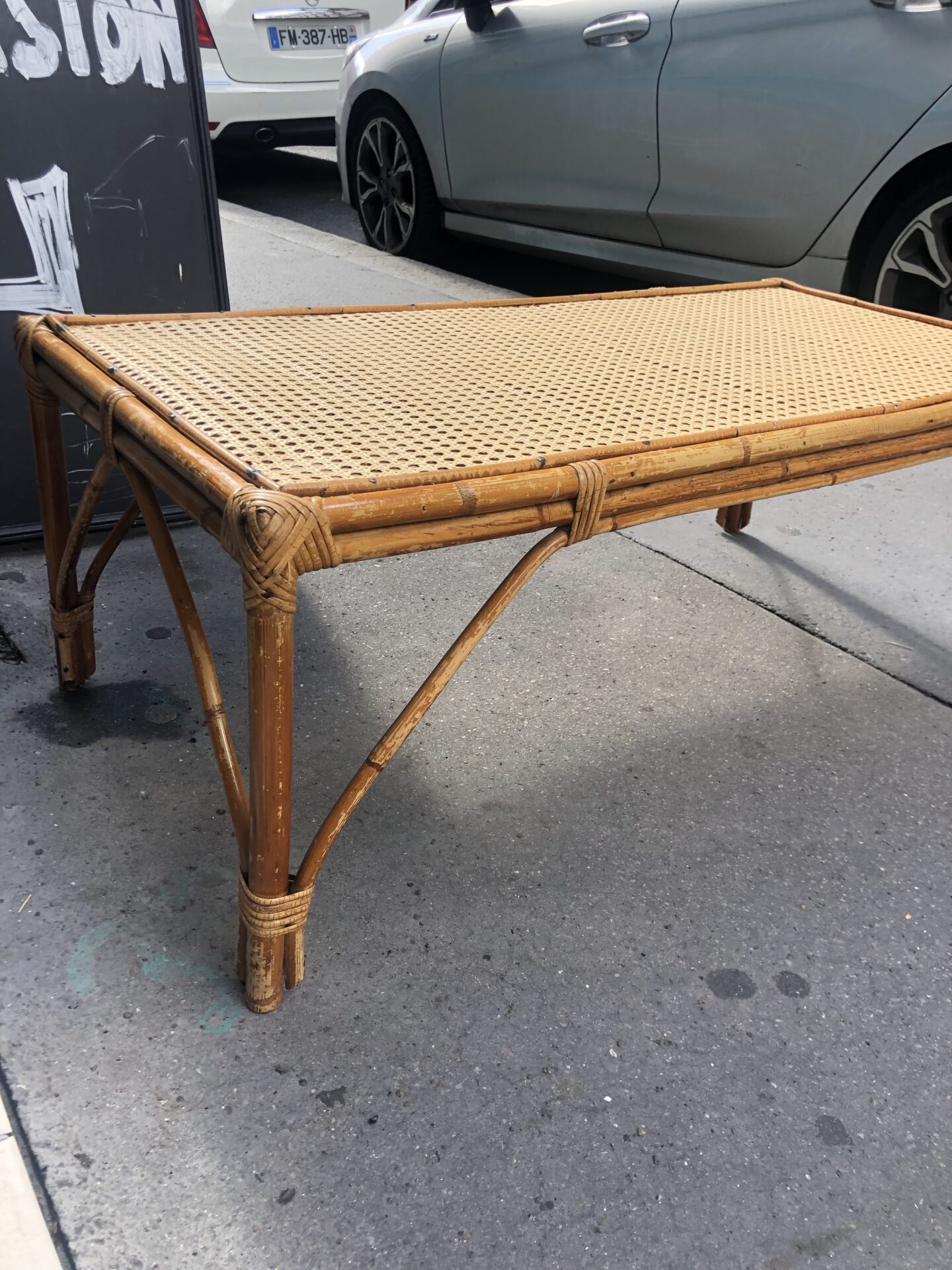 Table basse vintage rotin - canage – Image 3