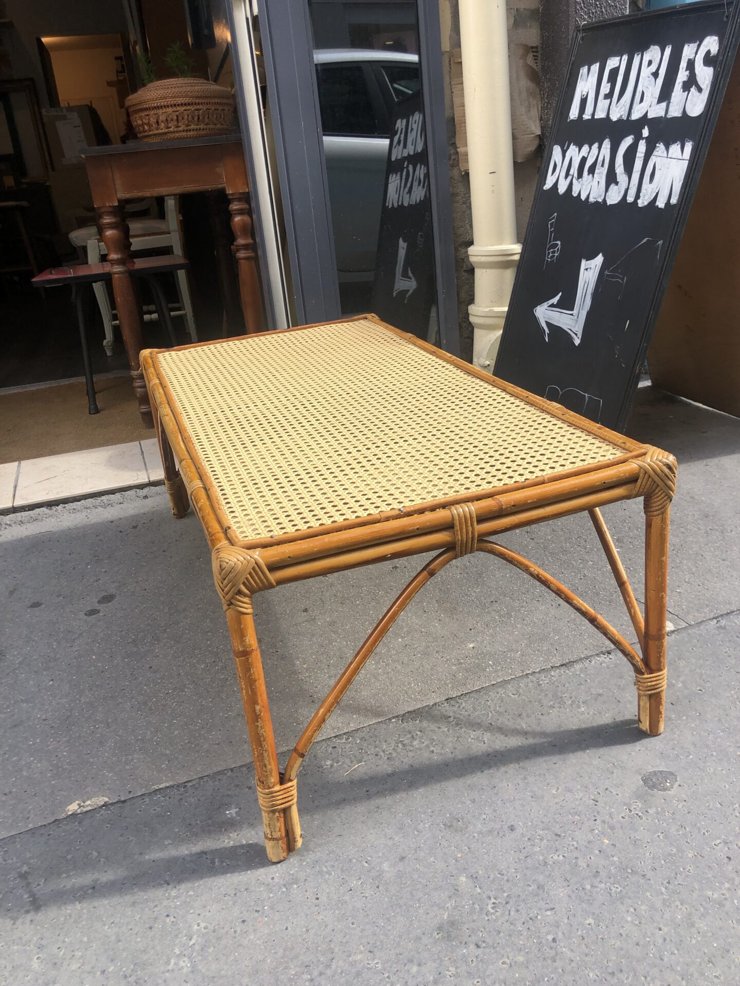 Table basse vintage rotin - canage – Image 5