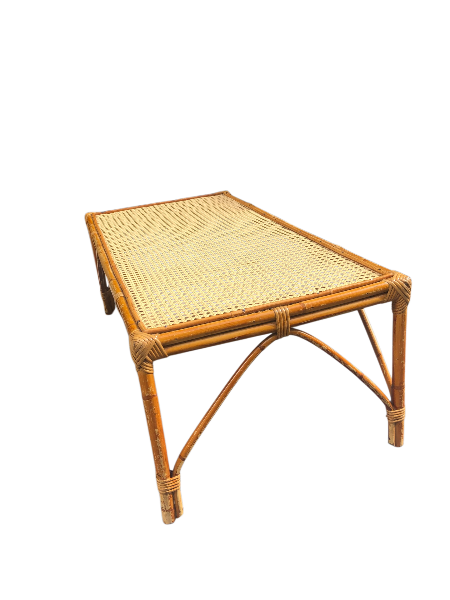 Table basse vintage rotin - canage