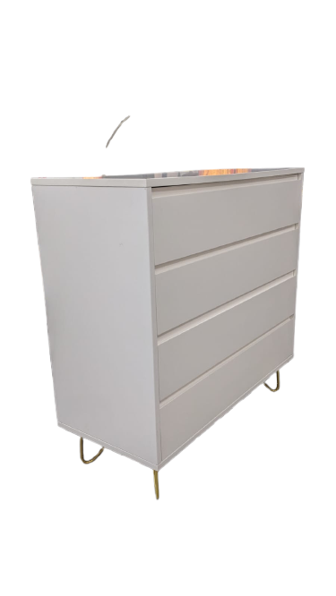 Commode 4 tiroirs pieds compas dorés