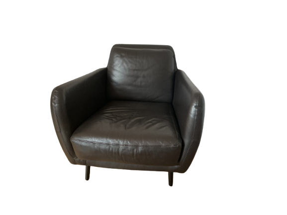 2 Fauteuils en Cuir Marron foncé Habitat - Modèle Ella