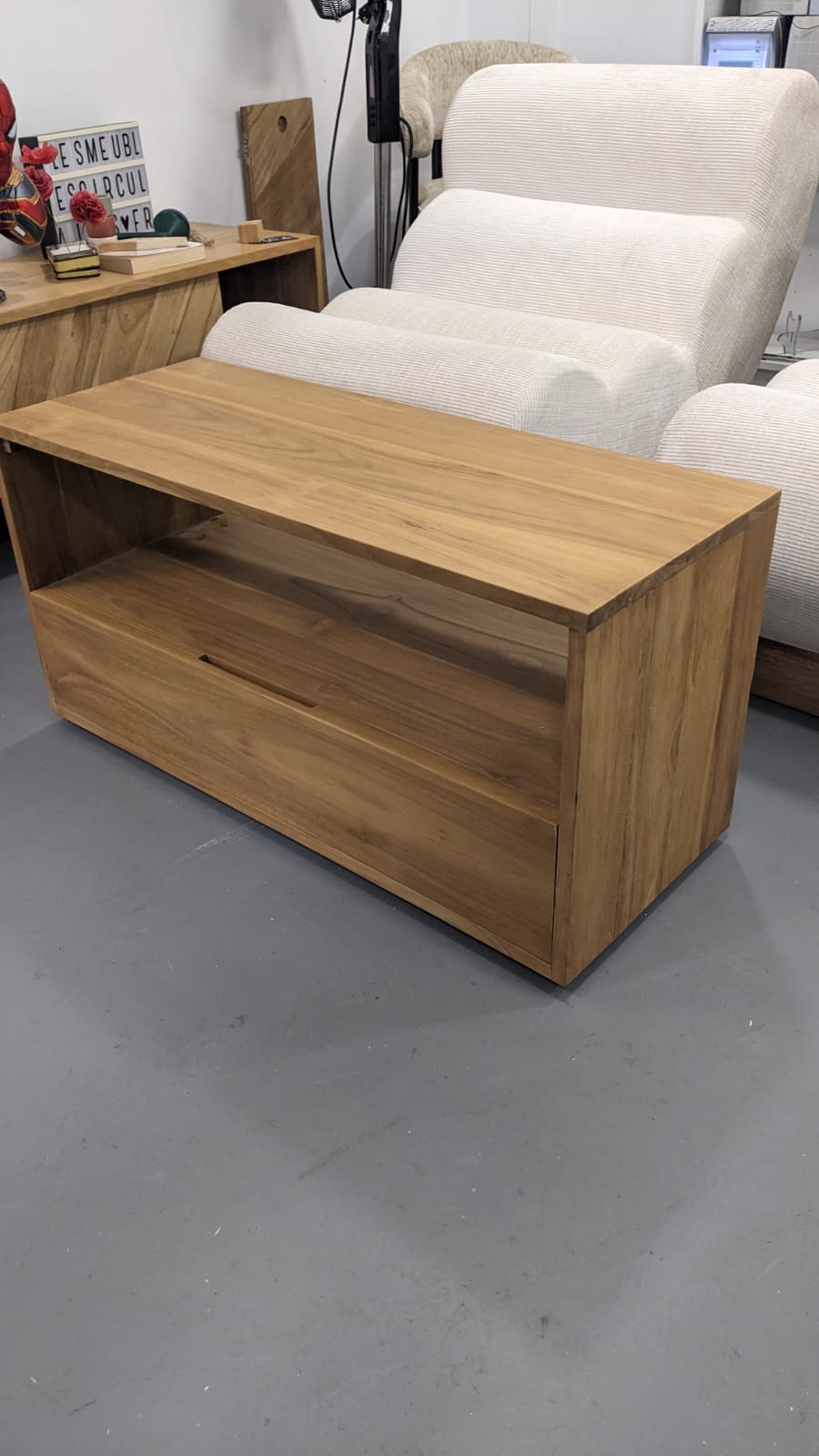 Meuble TV en teck massif 90 cm – Image 2