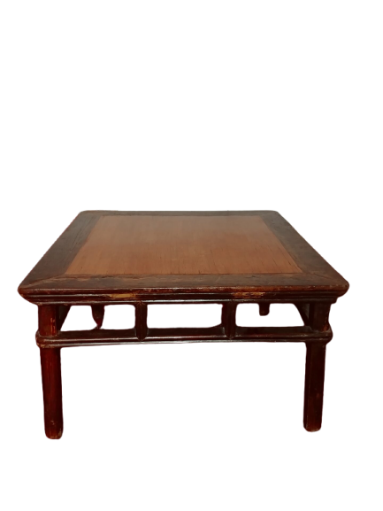 Table basse chinoise carrée orme et bambou