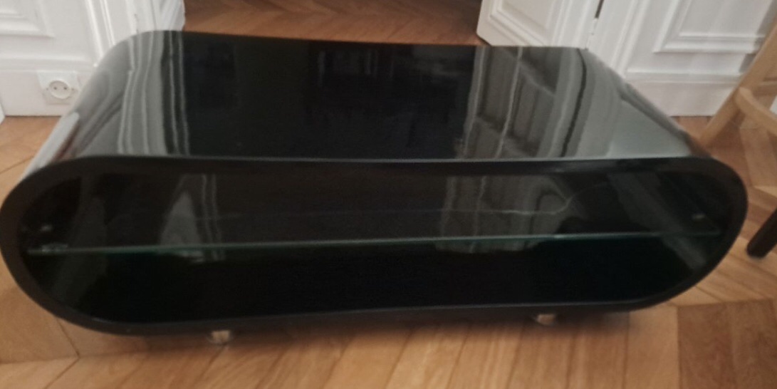 Table basse TECHLINK bois laqué et verre – Image 3