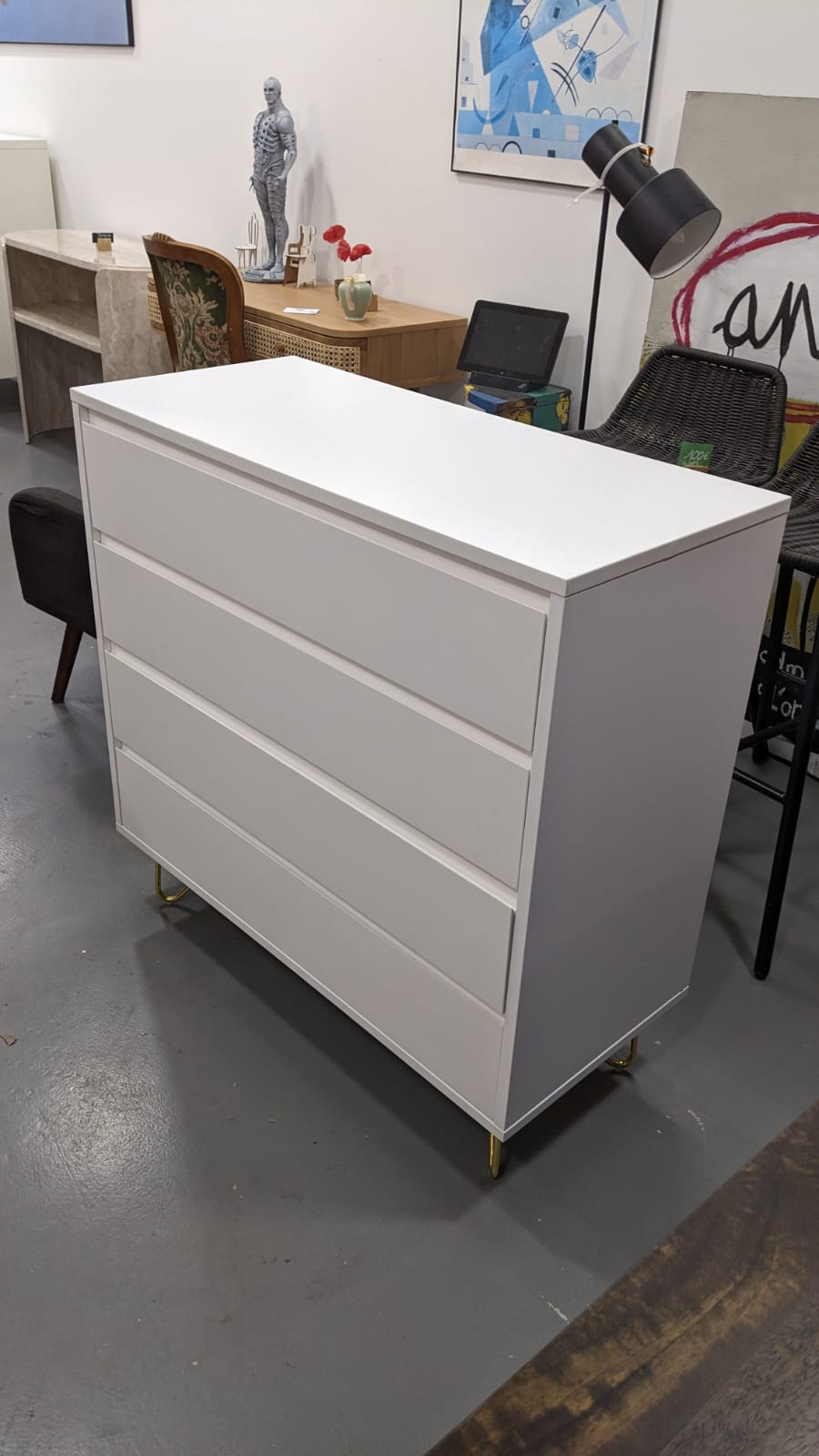Commode 4 tiroirs pieds compas dorés – Image 4