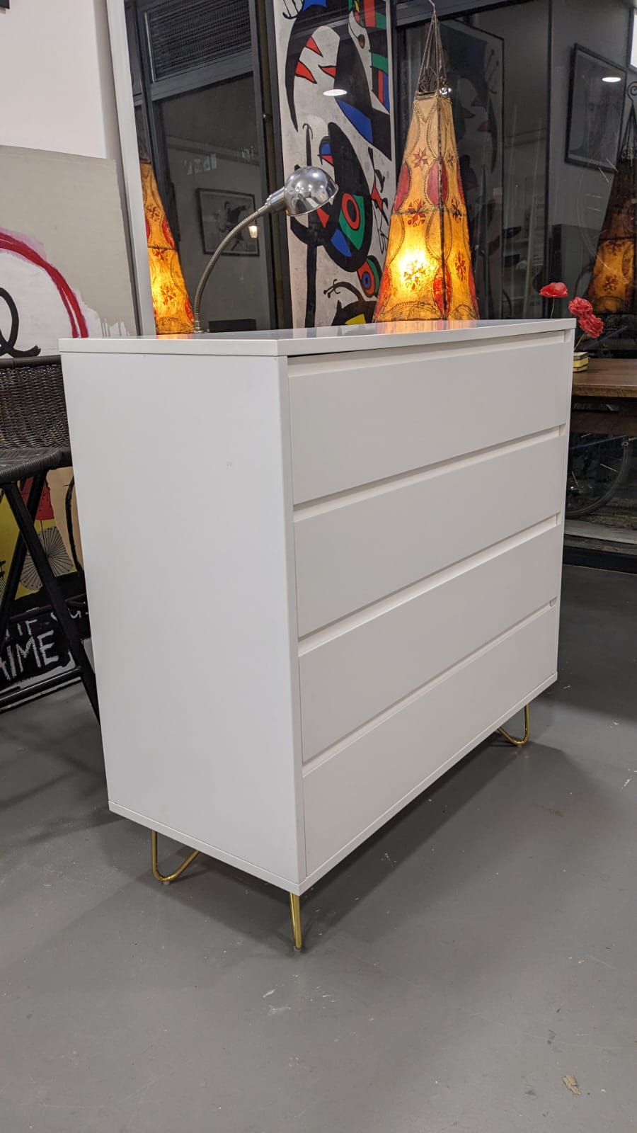 Commode 4 tiroirs pieds compas dorés – Image 2