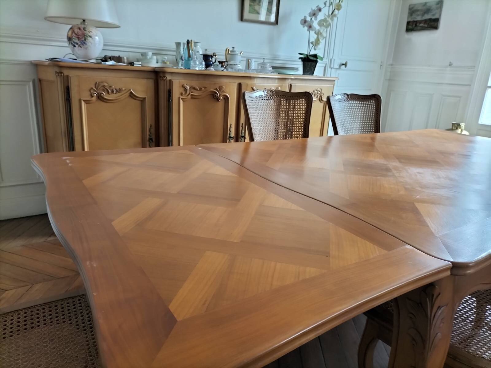 Table de salle à manger avec rallonges en merisier – Image 4