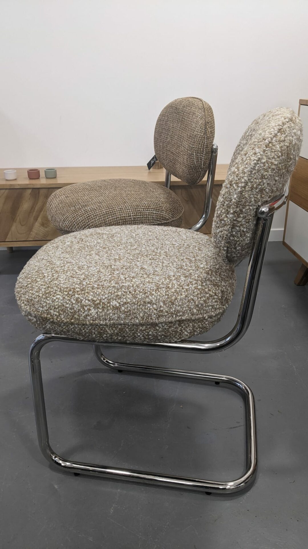 2 Chaises AMBERTA, Tweed marron caramel & Beige macchiato – Image 5