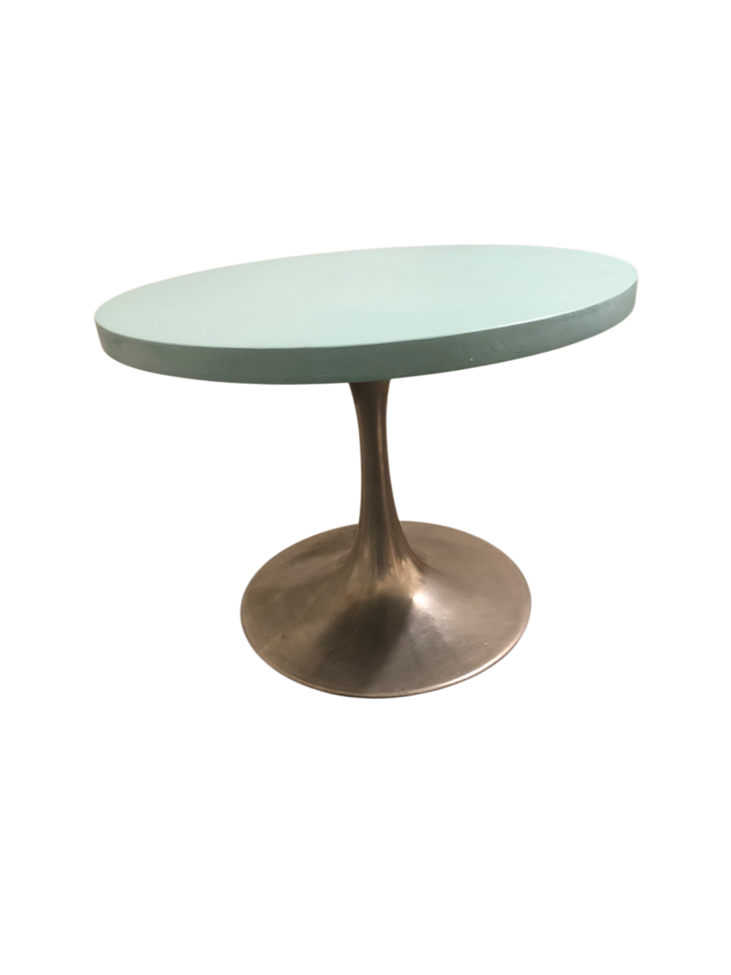 Table basse plateau bois bleu et pied métal