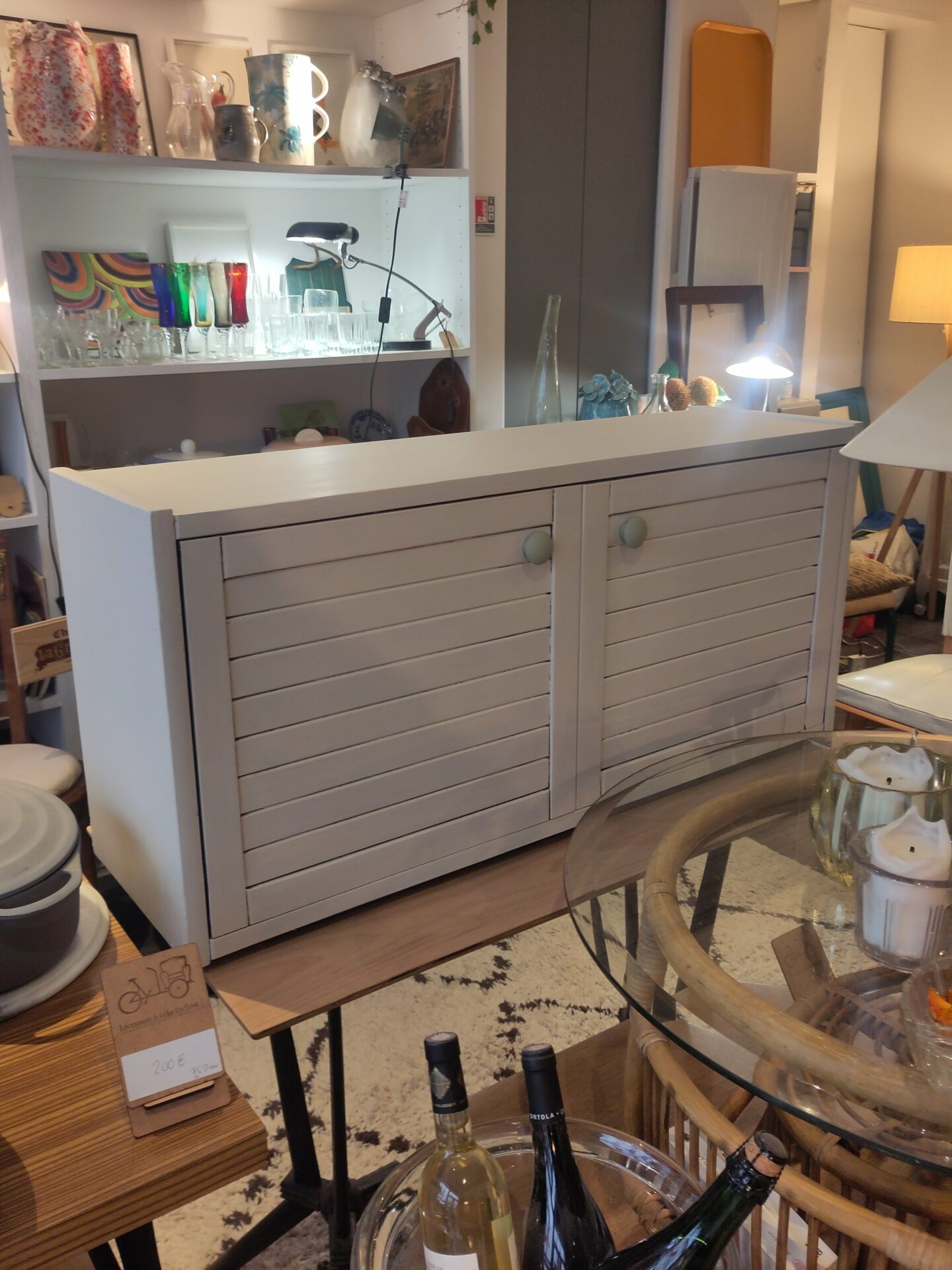 Banc d'entrée / TV en bois blanc – Image 3