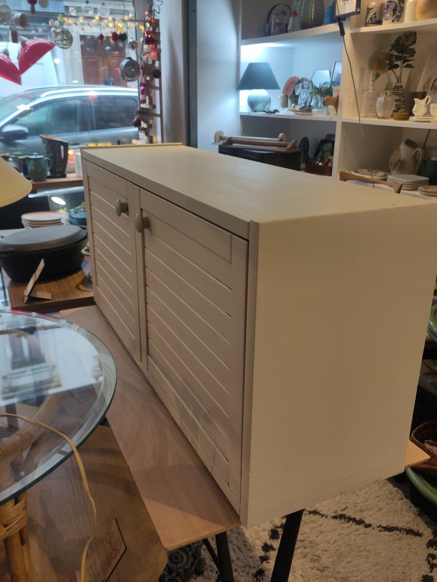 Banc d'entrée / TV en bois blanc – Image 2