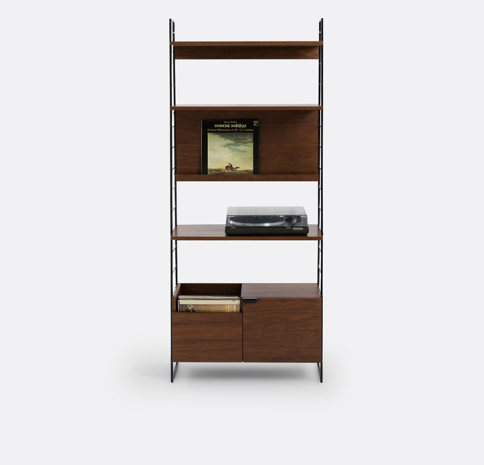 Étagère - Meuble Tv / hi-fi reddition vintage LA REDOUTE - noyer et métal – Image 2
