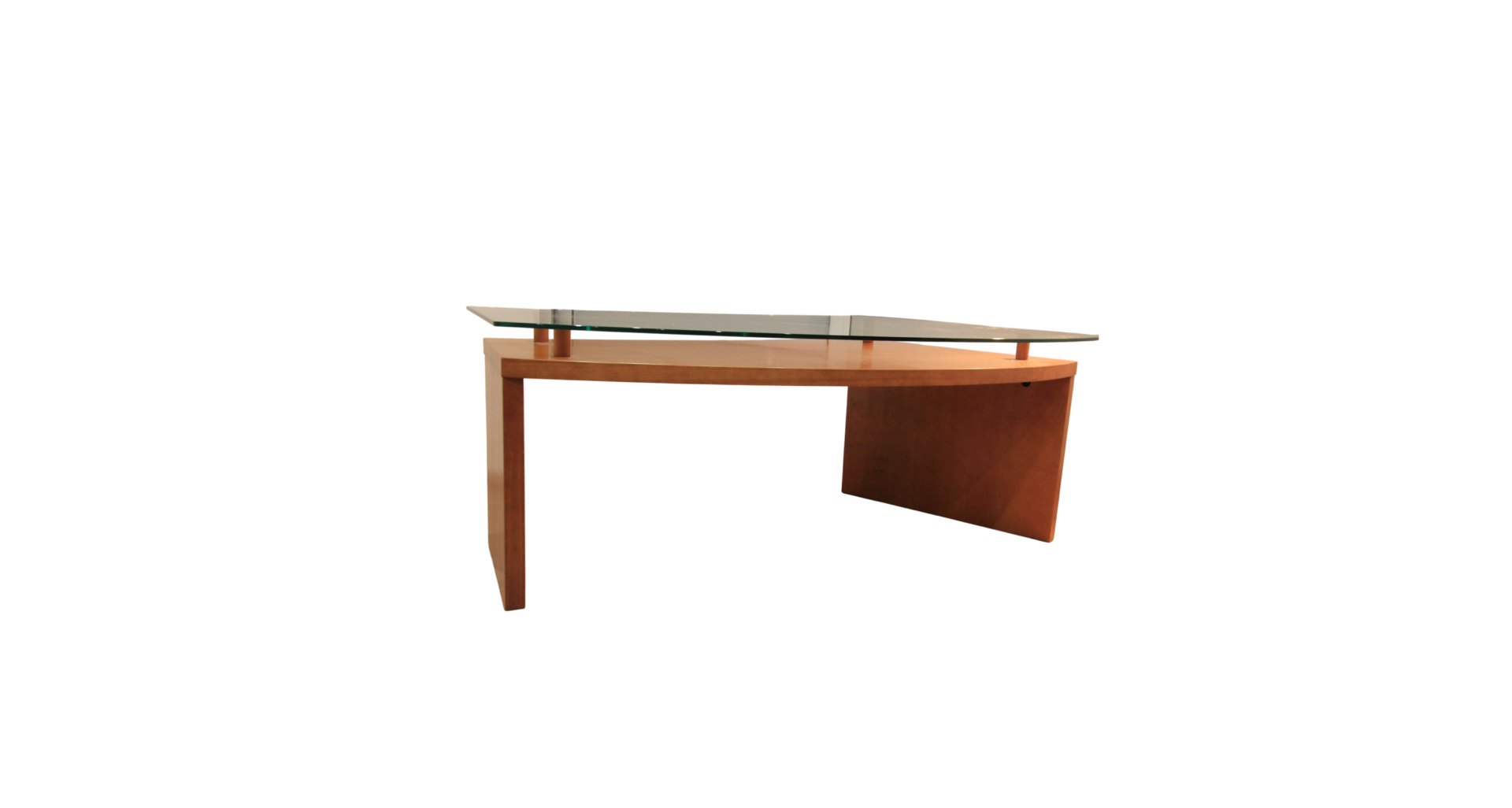 Bureau arrondi et son plateau de verre
