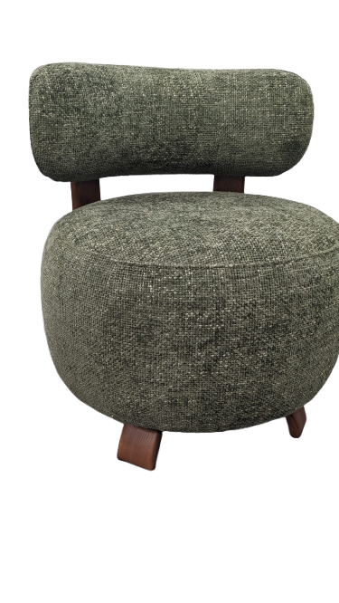 Fauteuil PLATON bois noyer tweed vert