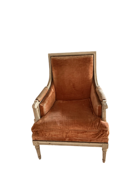 Fauteuil velours orange