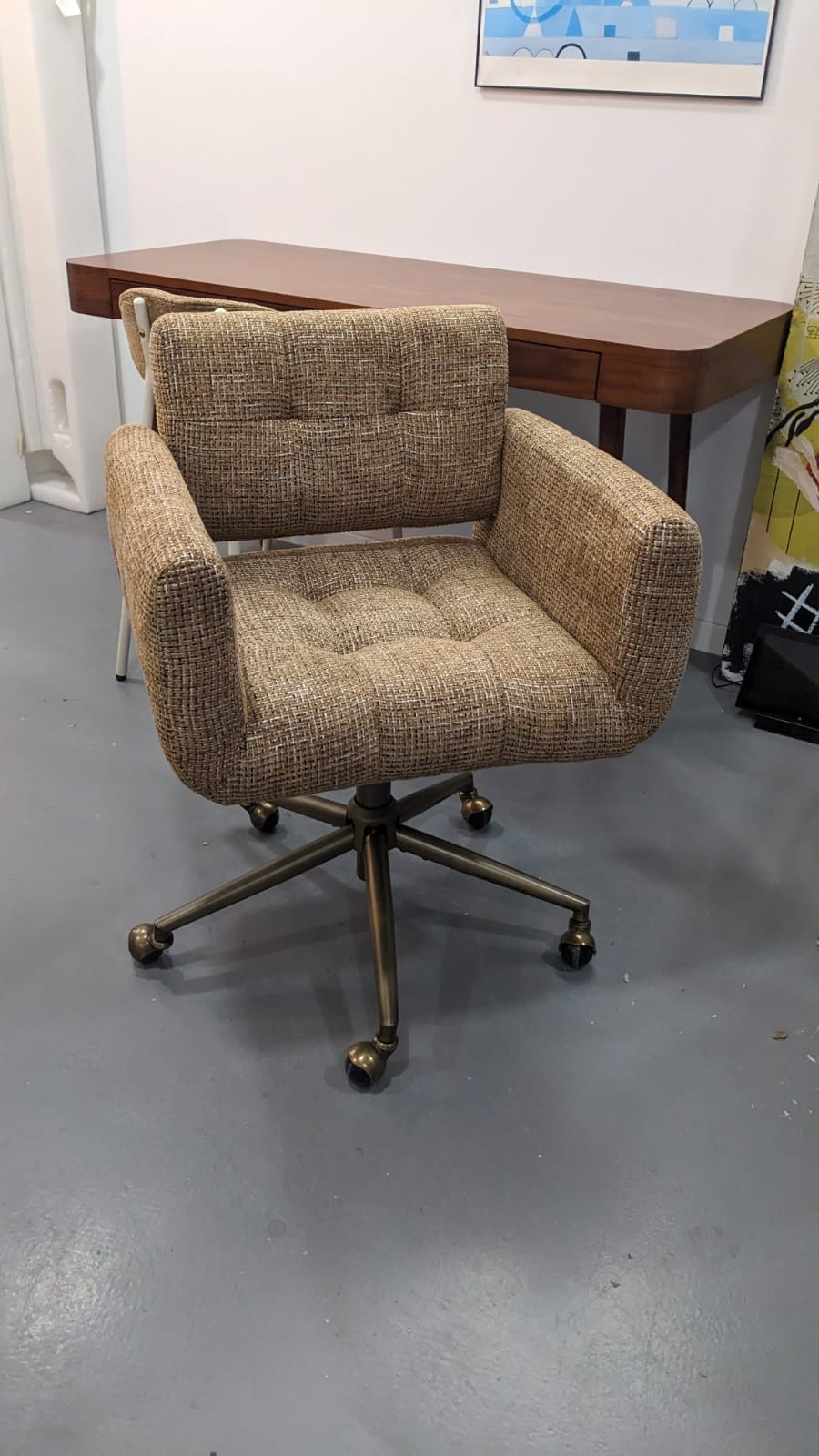 Chaise de bureau, Tweed & métal doré VALERIA – Image 2