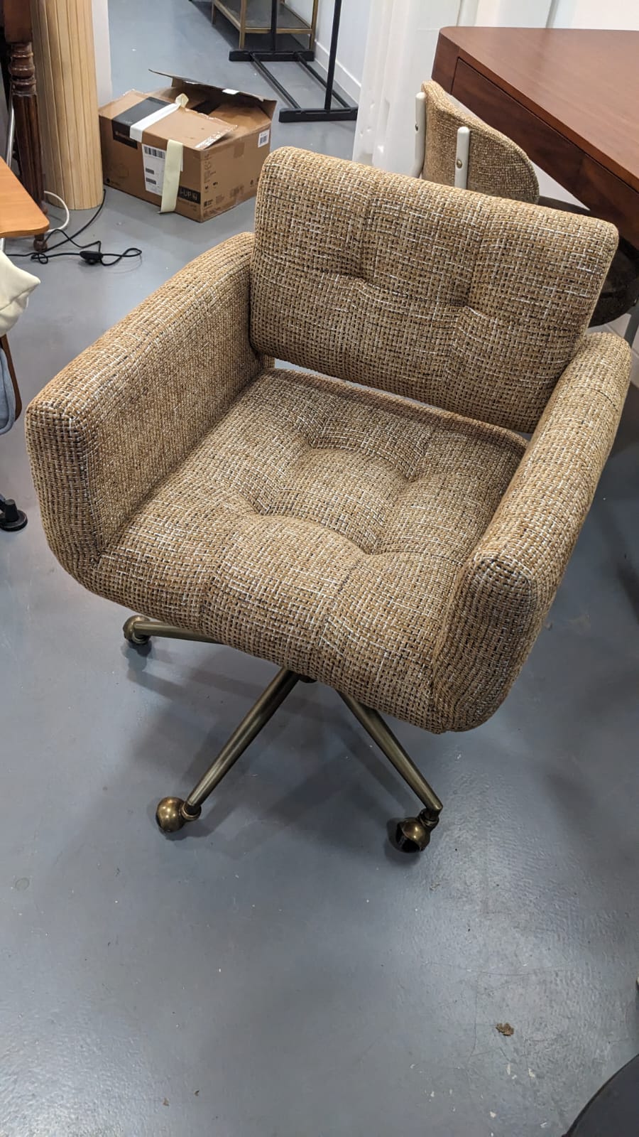 Chaise de bureau, Tweed & métal doré VALERIA – Image 4