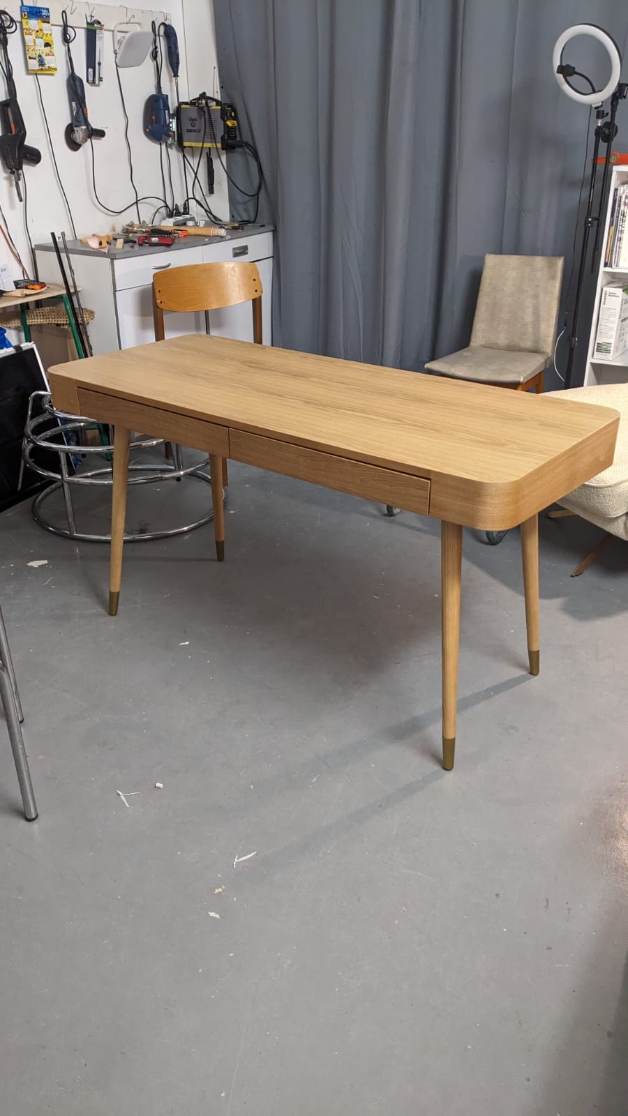 Bureau, Bois naturel & métal doré VINYLE – Image 2