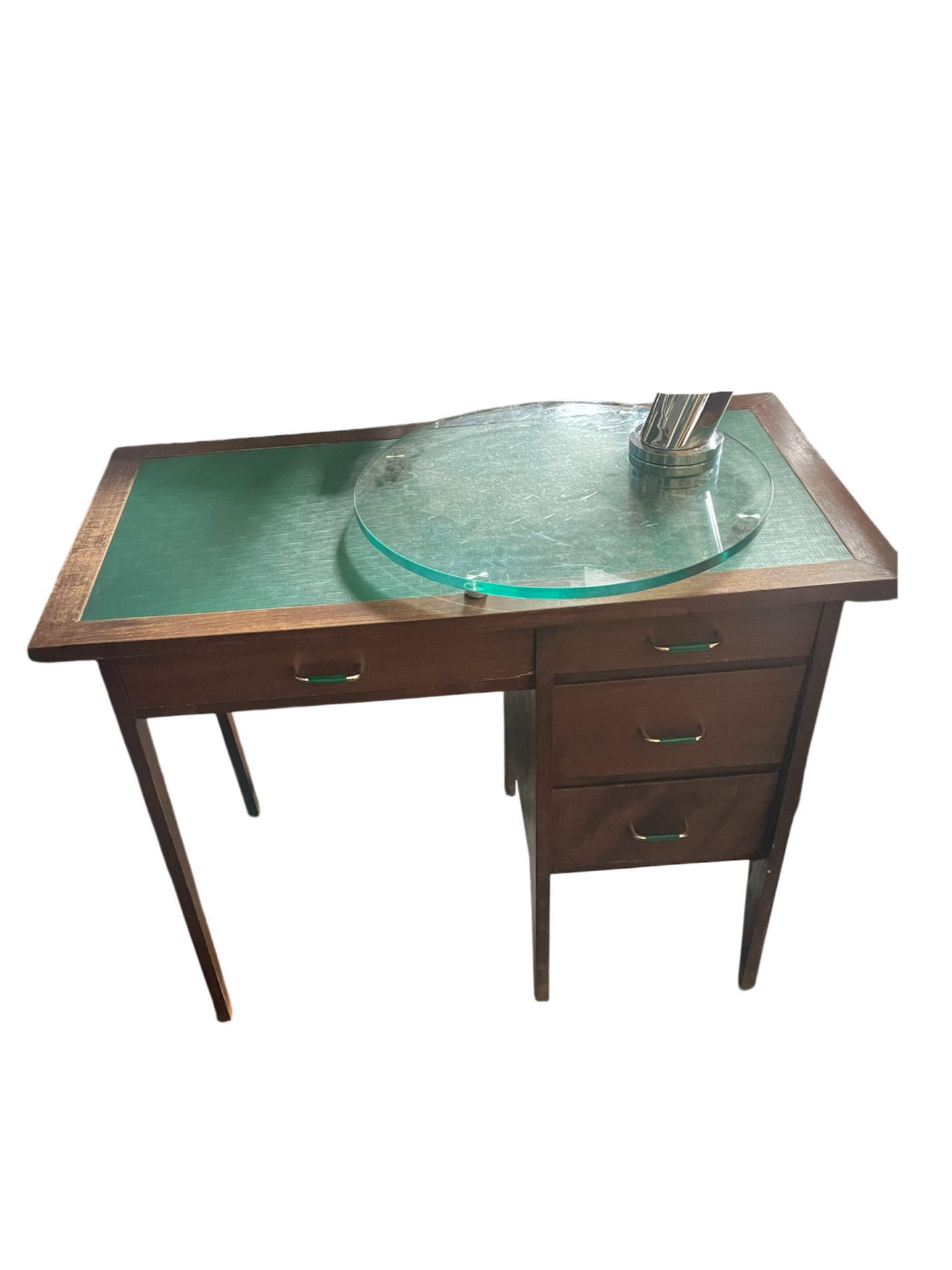 Bureau vintage bois et sous main vert