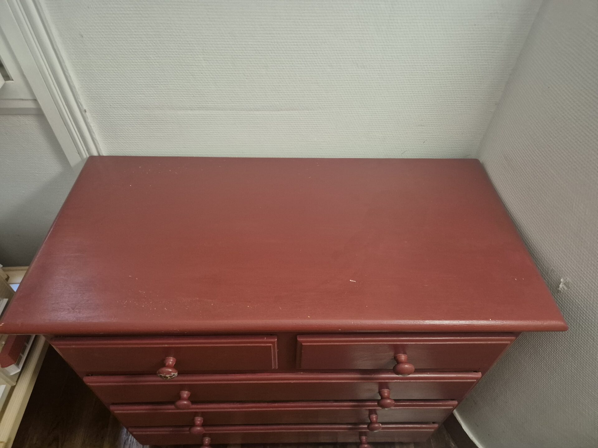Commode en chêne massif rouge brique / terracotta – Image 3