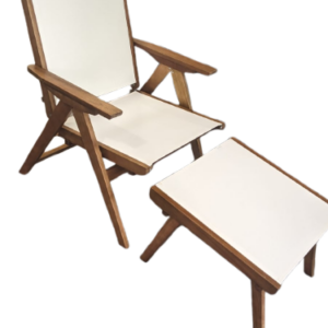Fauteuil relax de jardin en bois d'eucalyptus avec repose-pieds